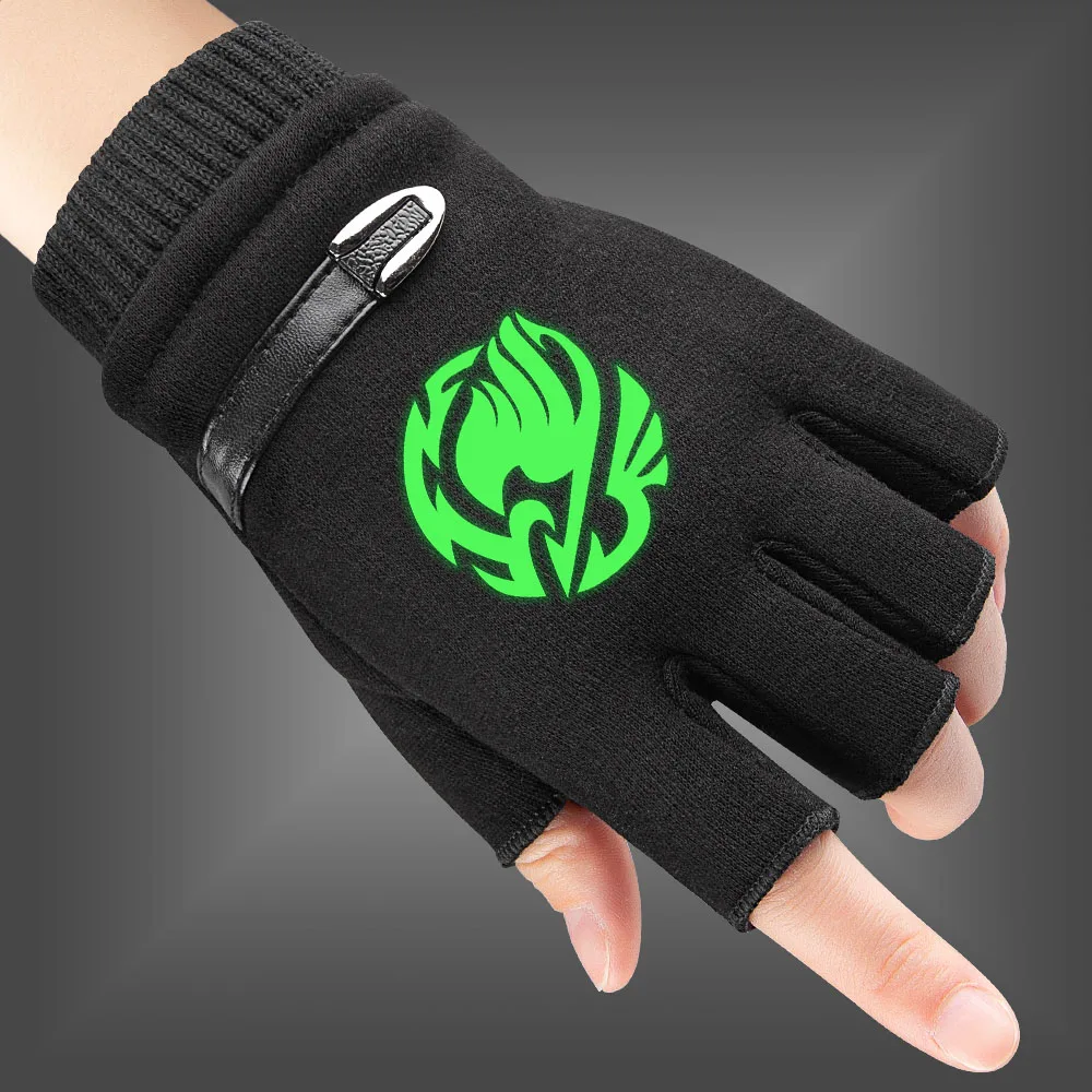 Fairy Tail Cartoon Fluorescent Luminous Children Gloves new boy girl Fingerless Gloves Spring Autumn Warm Knitted