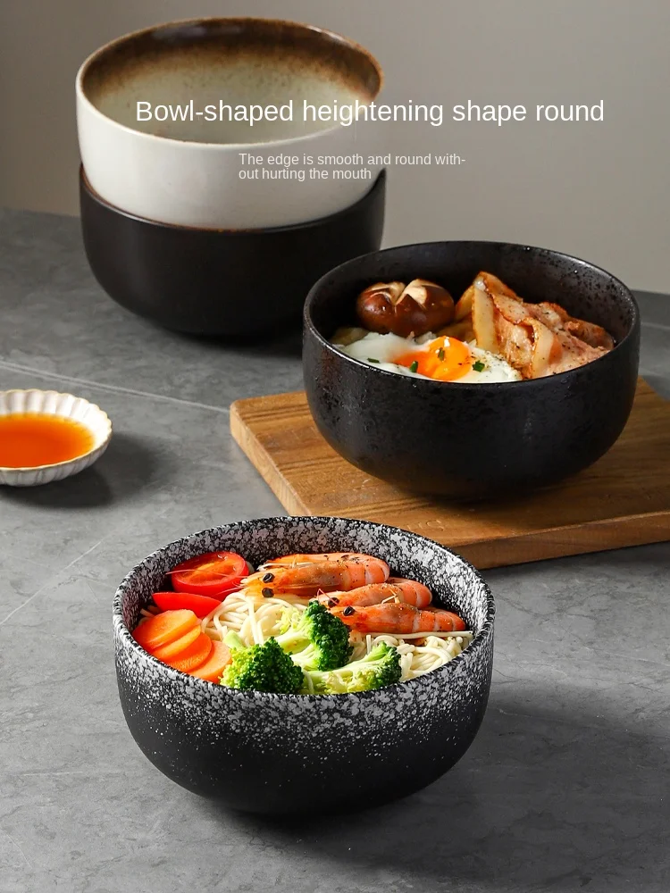 Tableware Ceramic Black White Glaze Round 6.5 Inch Gradient Color Household Soup Bowl High Sense Commercial Restaurant Supplies