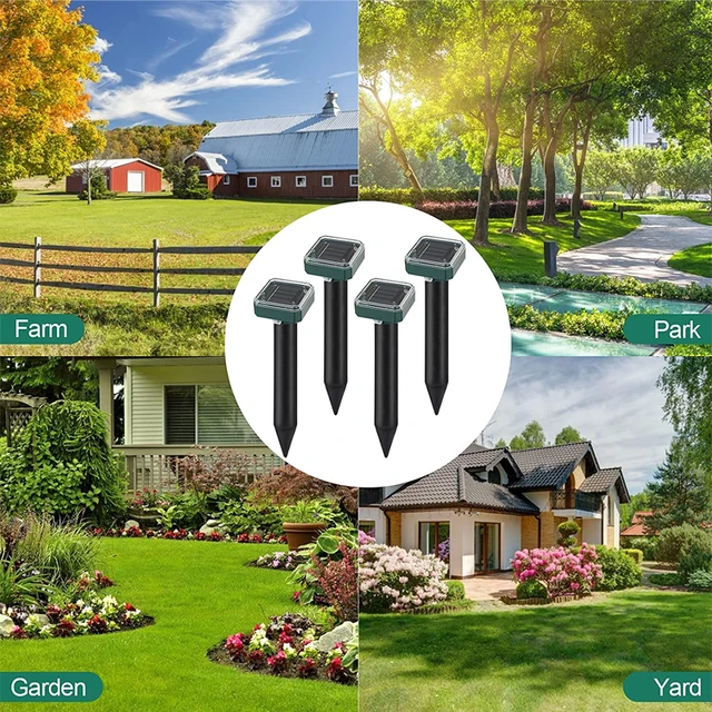 Kültéri Napenergia Ultrahangos Rezgés Kártevőirtó Kígyócseppelló A Gyepkert Udvarához Farm Mole Rat Retrent Pest - Image 5