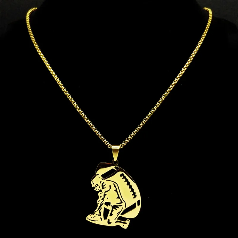 Trend Rugby American Football Anhänger Halskette Für Frauen Männer Edelstahl Gold Silber Farbe Männlich Glaube Kette Schmuck Geschenke – Detail 7