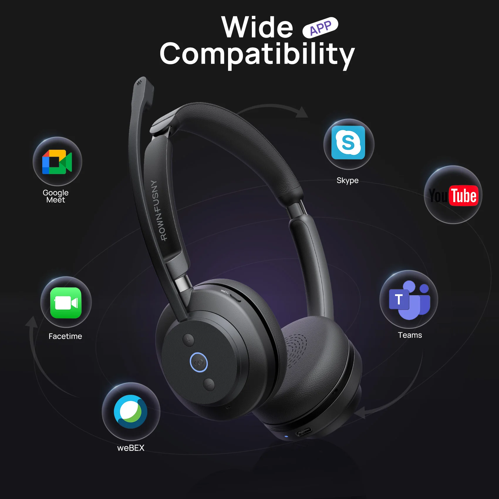 Rownfusny R02 Wireless Bluetooth Headphones With Mic 2 4g Usb Dongle Call Center Noise Cancelling Headset For Pc,laptop,office, Alina Gadgets