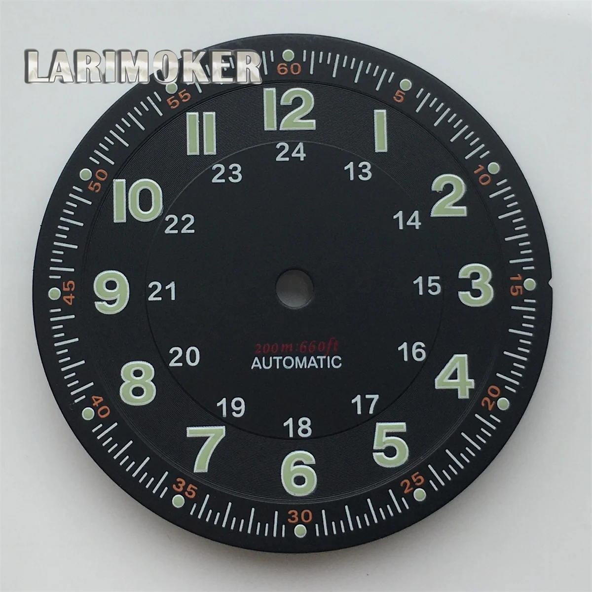 Classic 29mm Pilot Style Watch Dial Face with Arabic Numerals and Hands Set