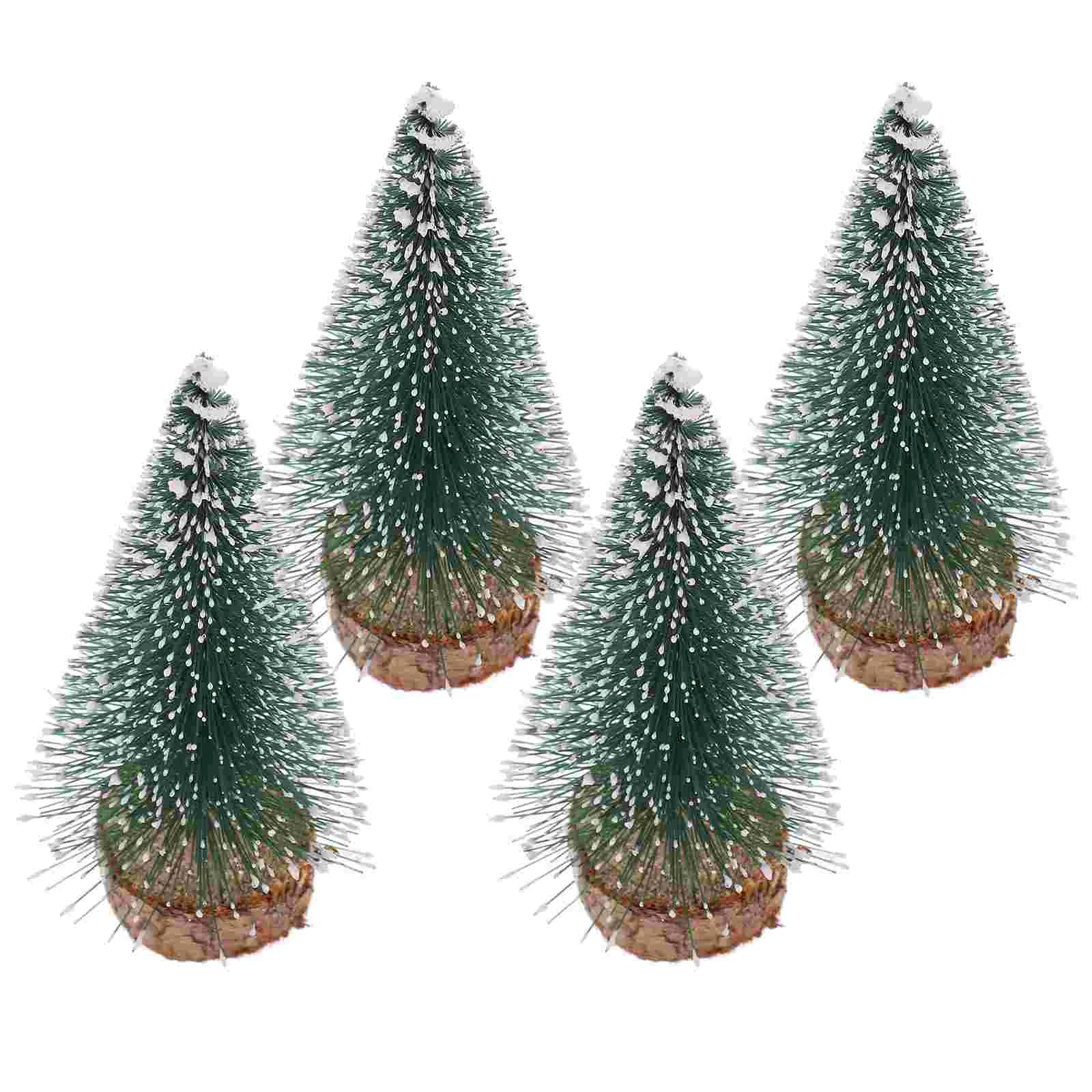 

Artificial Mini Christmas Trees Desktop Miniature Pine Tree Tabletop Christmas Tree Wood Base Diy Crafting Blue