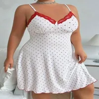 XL-5XL grande taille jarretelle chemise de nuit femmes dentelle col en v genou longueur pyjama robe Sexy complet glisse mince vêtements de nuit vêtements de détente 4
