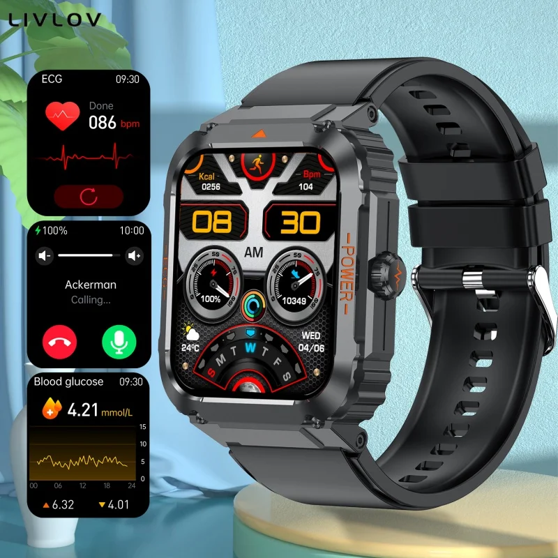 

Cross-Border Et550 Smart Watch Outdoor Three-Proof Bluetooth Calling Ecg Blood Glucose Heart Rate Body Temperature Monitoring Ex
