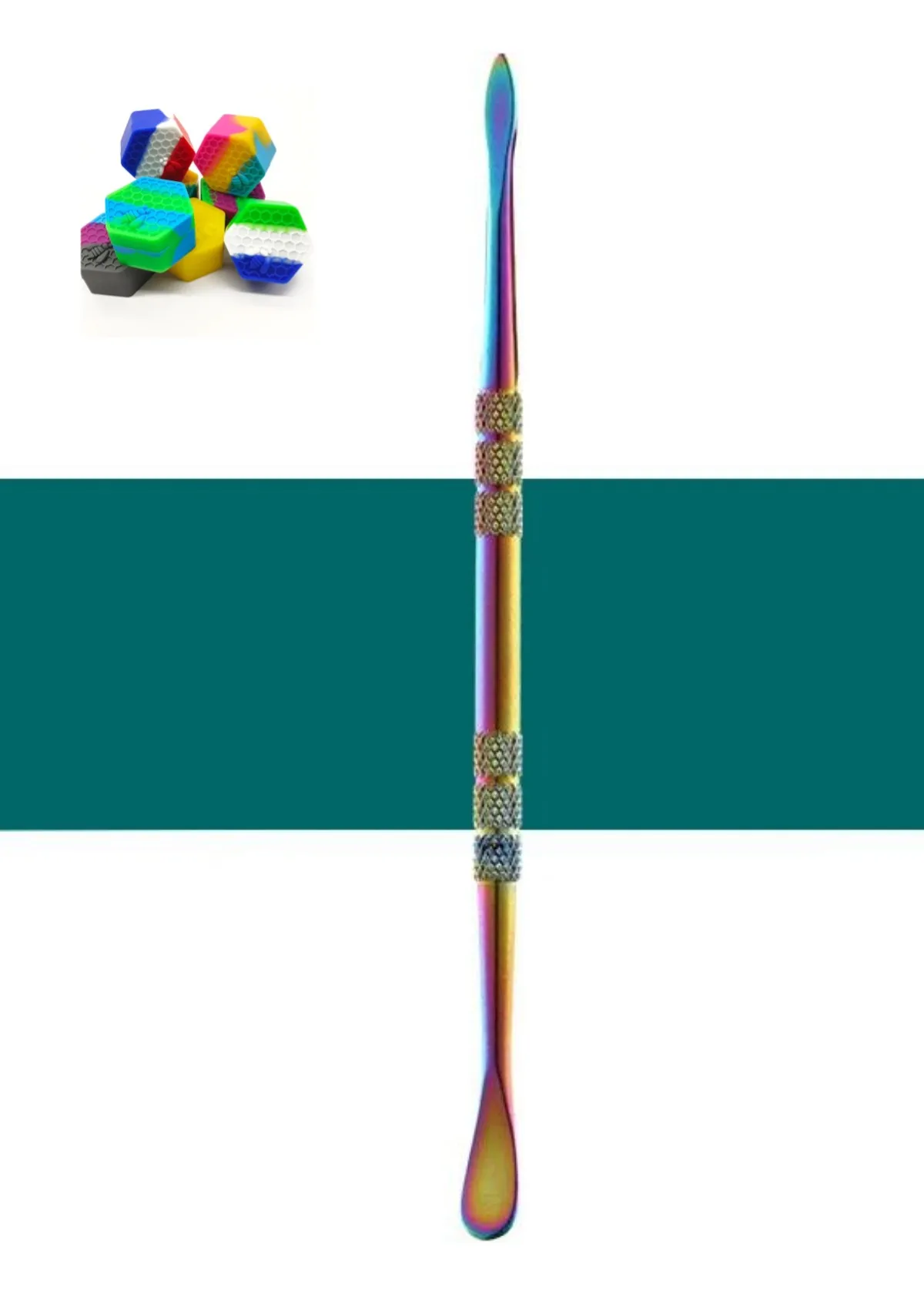Wax Carving Tools Set , Rainbow/Sliver Stainless Steel Tools Double-Headed With 26ML Silicone Multi-purpose Storage Boxes