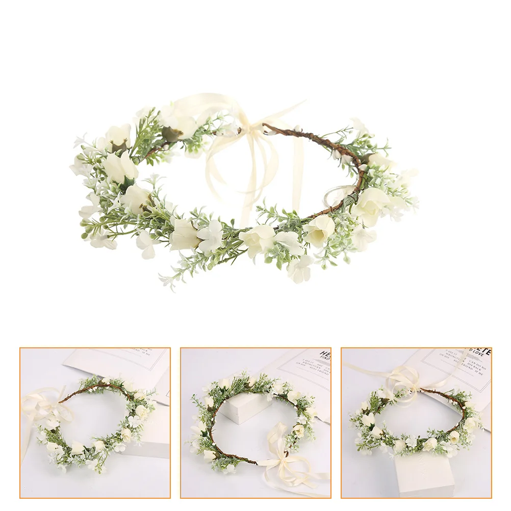 

Wedding Wreath Headband Flower Garland Bohemian Headpiece Bridal Headdress Plastic Seaside Resort Tiara