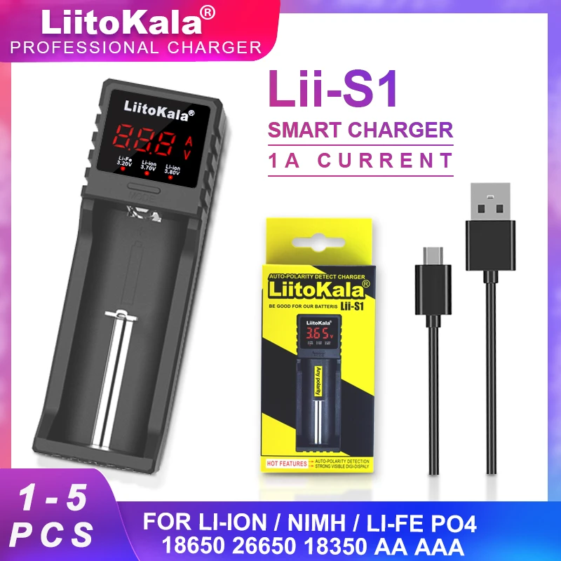 1-5PCS LiitoKala Lii-S1 1.2V/3.2V/3.7V/3.85V 18650 18500 Li-ion ...