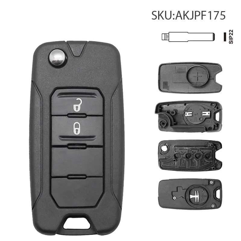 Car Key Shell Key Shell 2/3/4 Buttons Remote Flip Key Shell Remote Car Key Shell SIP22 Blade AKJPF For Jeep Renegade Compass Patriot Liberty