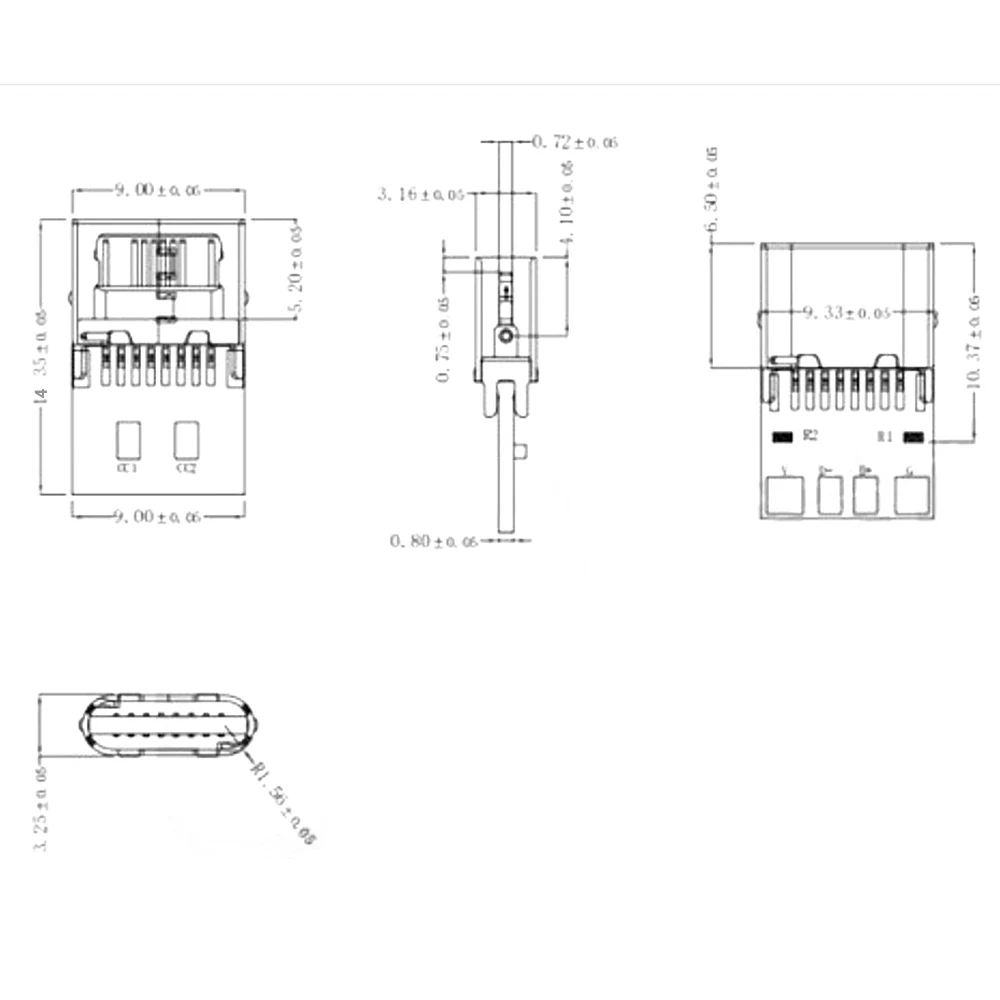 100 Stück USB 3.1 Typ-C Steckverbinder 14-24 Pin Stecker/Buchse Adapter zum Löten von Drähten & Kabeln mit PCB-Platinenunterstützung – Detail 9