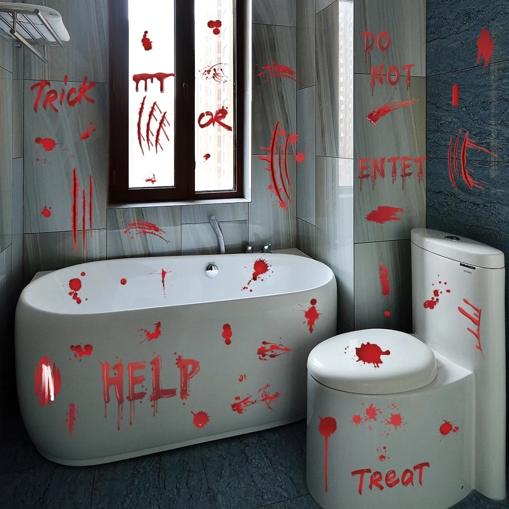 Halloween Horror Blood Print Haunted House Decoration Stickers Kitchen Bedroom Room Decoration Wall Static wall stickers,self adhesive stickers,kitchen wall sticker