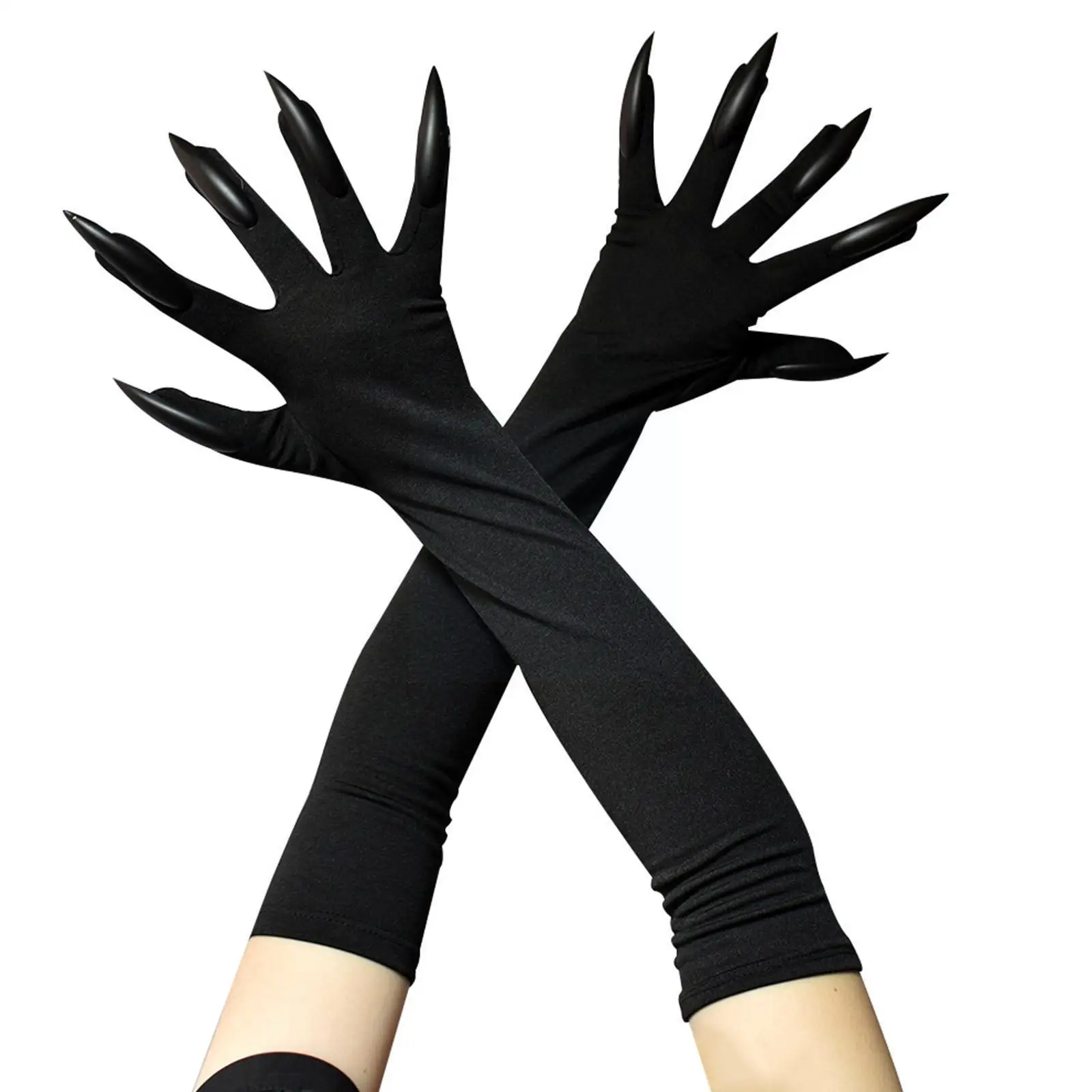 

Halloween Costume Gloves Long Claw Dress Up Gloves Woman Claws Gloves Claw Long Gloves Black Wolf Gloves Cosplay Nails S0e5