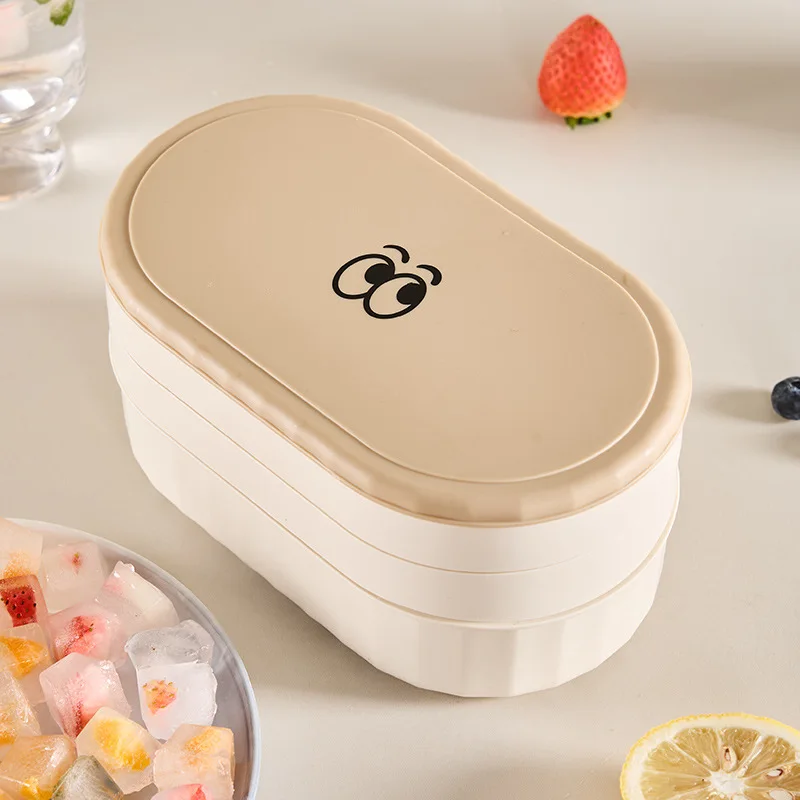 Ice cube mold, plastic, easy demolding, quick freezing ice making, ice storage box, food grade with lid