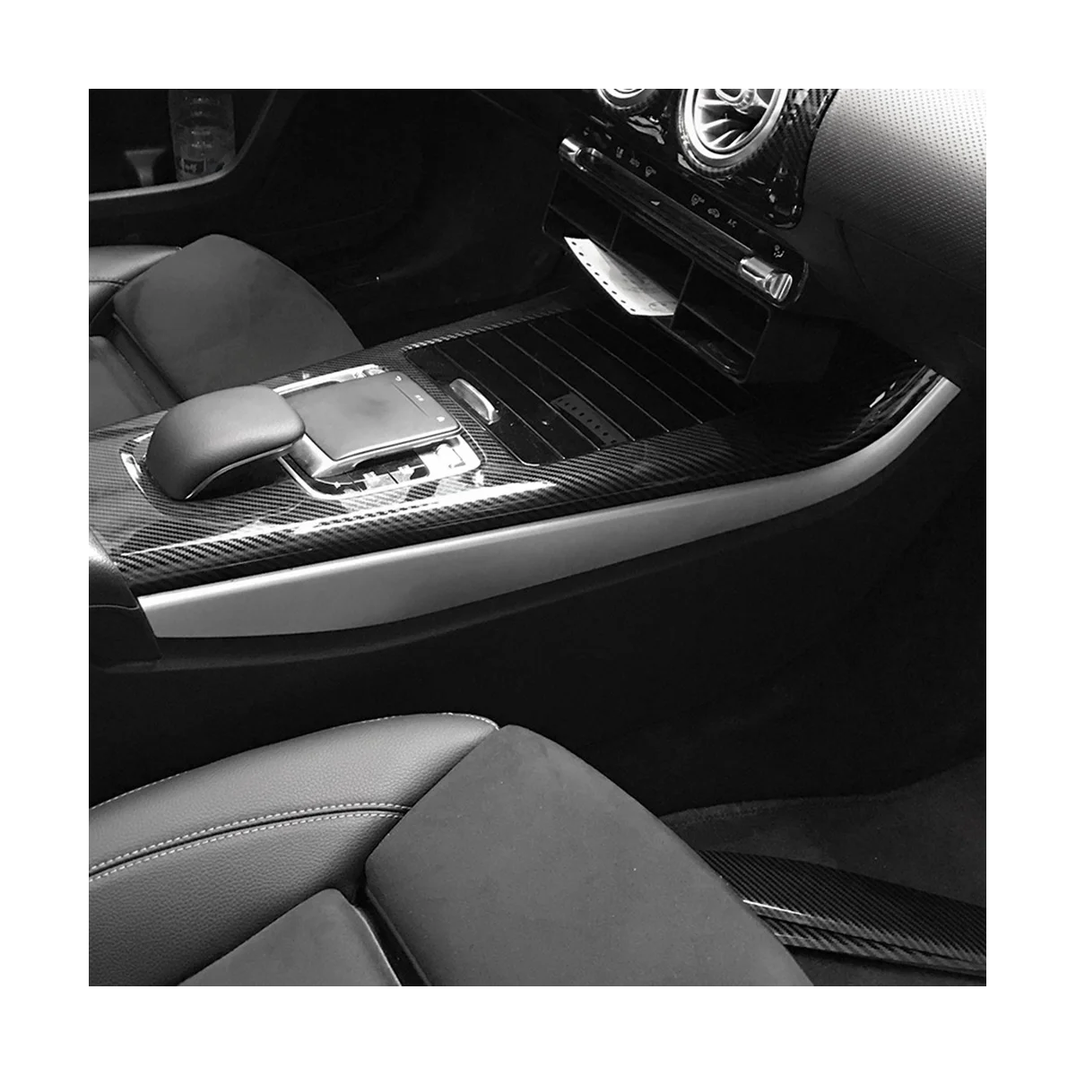 메르세데스 벤츠 A CLA 클래스 W177 C118 A180 A200 A220(실버) 용 자동차 콘솔 패널 측면 장식 트림 커버 스티커