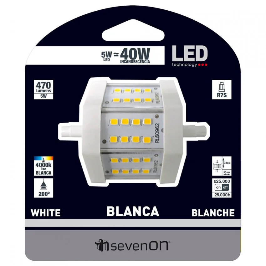 7hSevenOn LED bulb with R7S cap, transparent PC diffuser, tube type, 5W  power, 470 lumens, 25000H life span|LED Bulbs & Tubes| - AliExpress