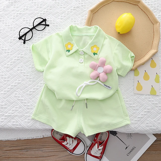 LZH Kids Clothes For Girls 2023 New Toddler Girls Clothes Flower Short Top  + Shorts 2Piece Suits 1-5 Years Children's Clothing - AliExpress