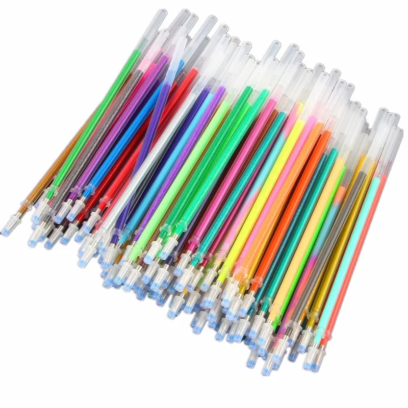 100pcs 1.0mm Glitter Pen Set Flash Multicolor Gel Pen Refills Replaceable Core DIY Art Writing Painting Graffiti Pen Supplies images - 6