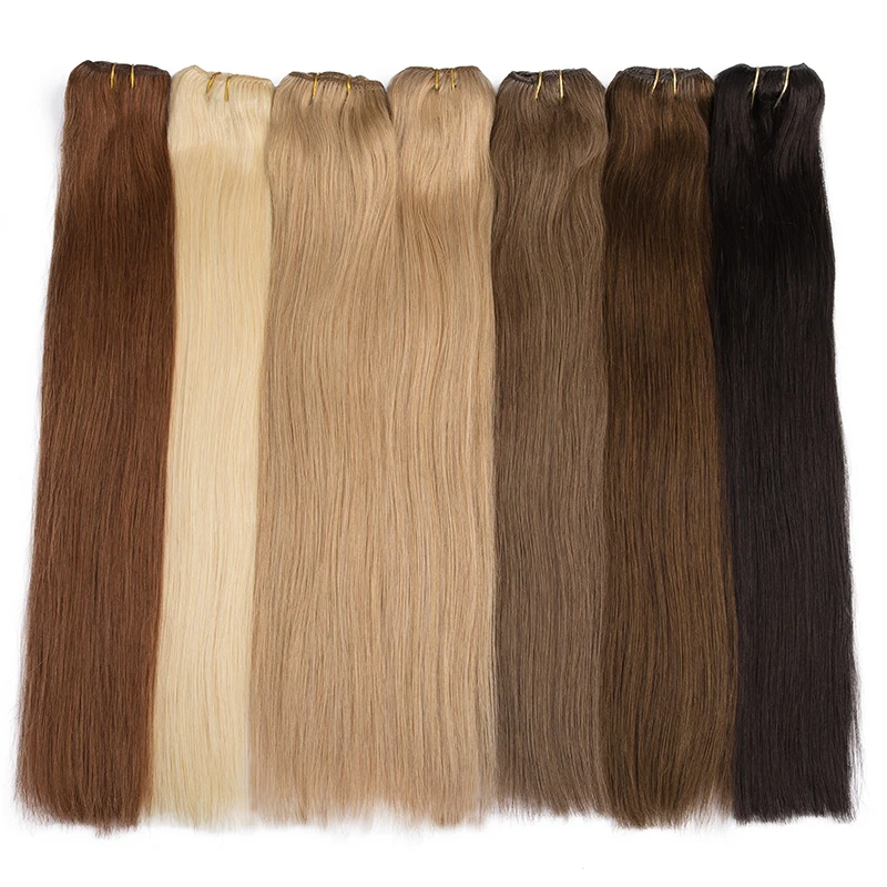 Clip In Human Hair Extensions Women Remy Hair Clip In Extensions Clip-on Straight Pieces Women 12-26Inches hair extensions