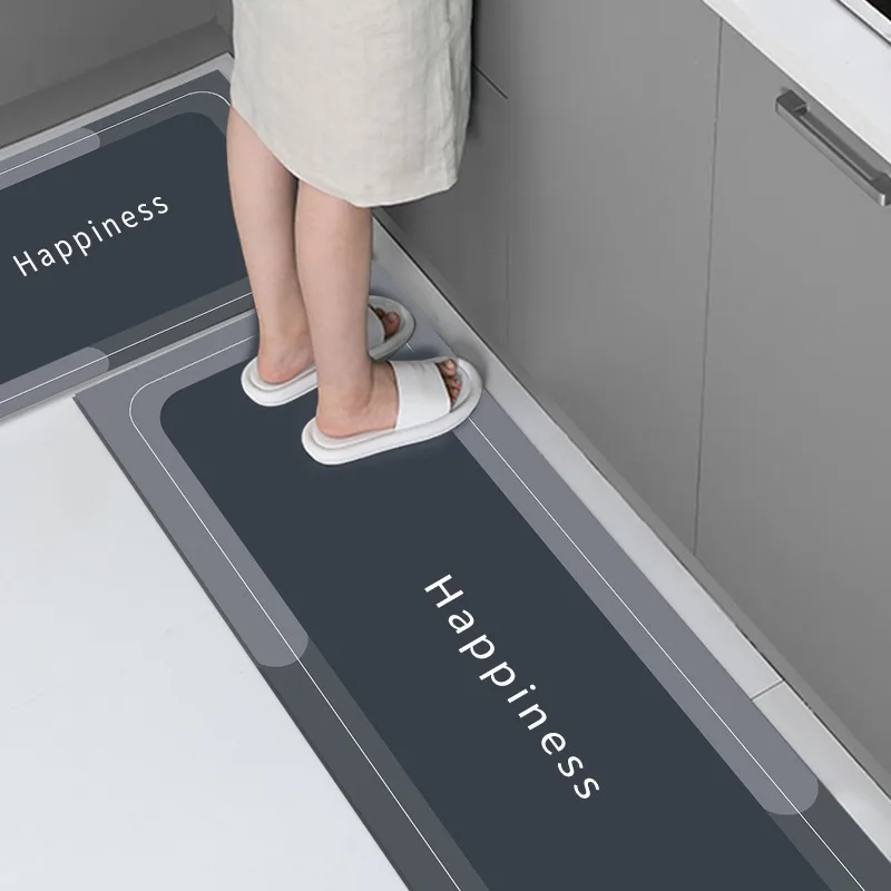 Kitchen Carpet Anti-slip Oil-proof Wash-free Water-absorbent Diatom Mud Floor Mat Long Size Text Foot Mats Alfombra