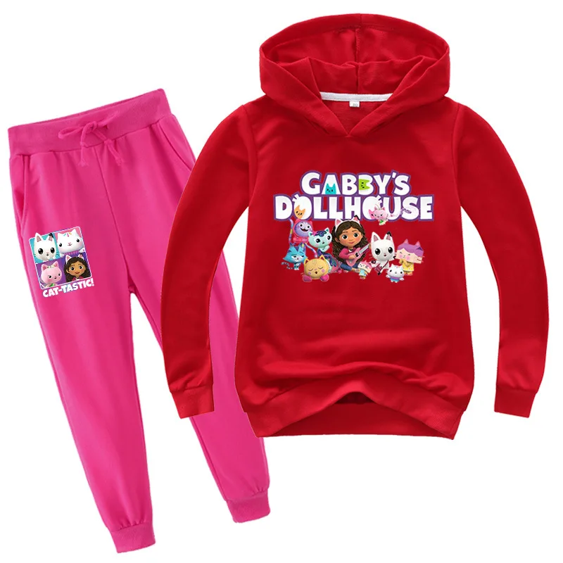 

Gabbys Dollhouse Kids Hoodie+pants Set Cartoon Gabby Cats Baby Girls Outfits Children Clothes Sets Teen Boys Autumn Sports Suit