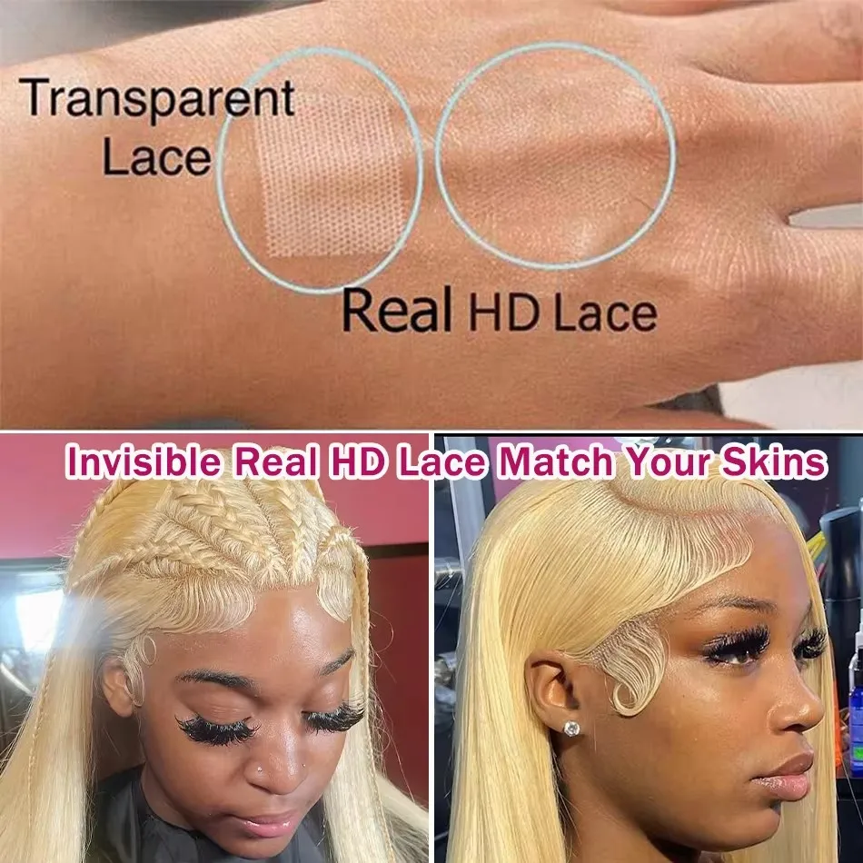 Human Hair Wig 30 Inch 613 Straight Blonde Lace Front 13x6 13x4 Hd Frontal For Women