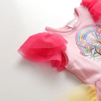 DXTON été princesse filles robes volants sans manches de luxe enfants vacances fête vêtements papillon enfants robe irrégulière 4