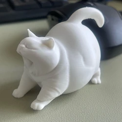 Adorable Yawning Cat Figurine - Charming Home and Desktop Decor Ornament (White)