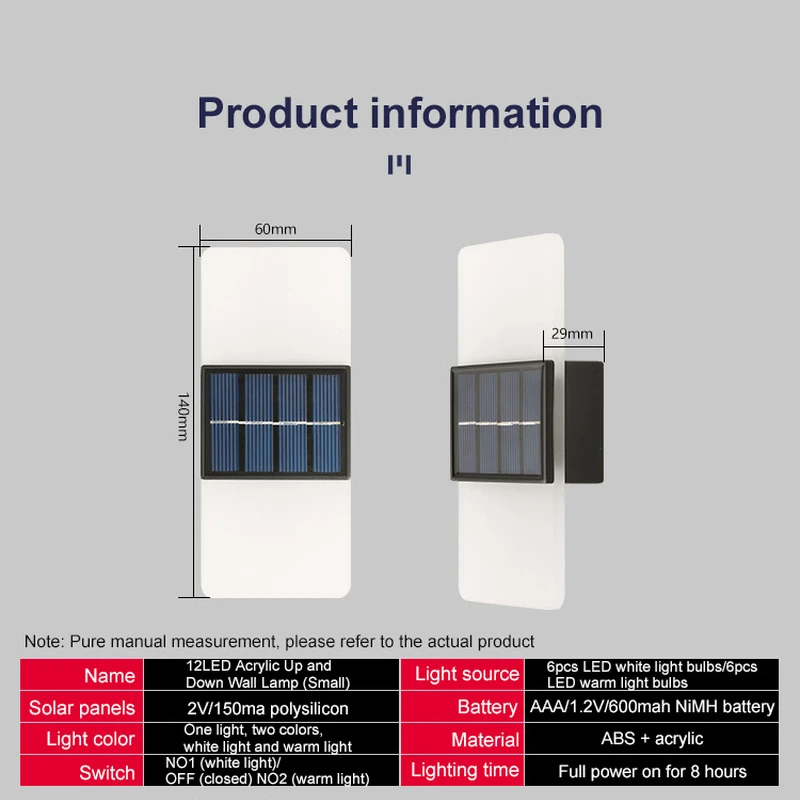 Solar Wall Light LED Waterproof Outdoor Garden Decoration Solar Light Wall Stair Aisle Yard Luminous Washer