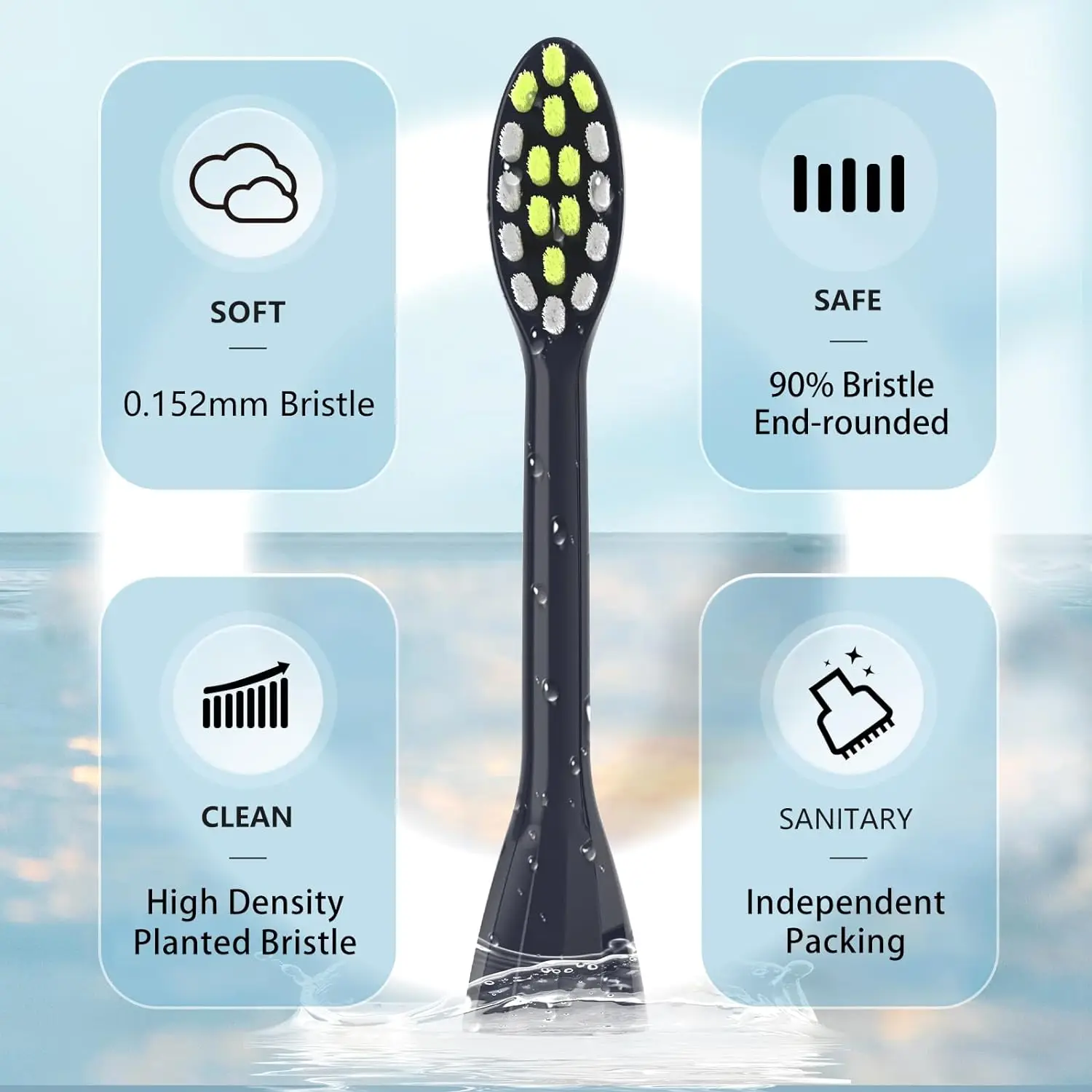 Toothbrush Heads 4Pack Replacement Compatible with Ph One Soni care Electric Toothbrush Head HY1100 HY1200 BH1022
