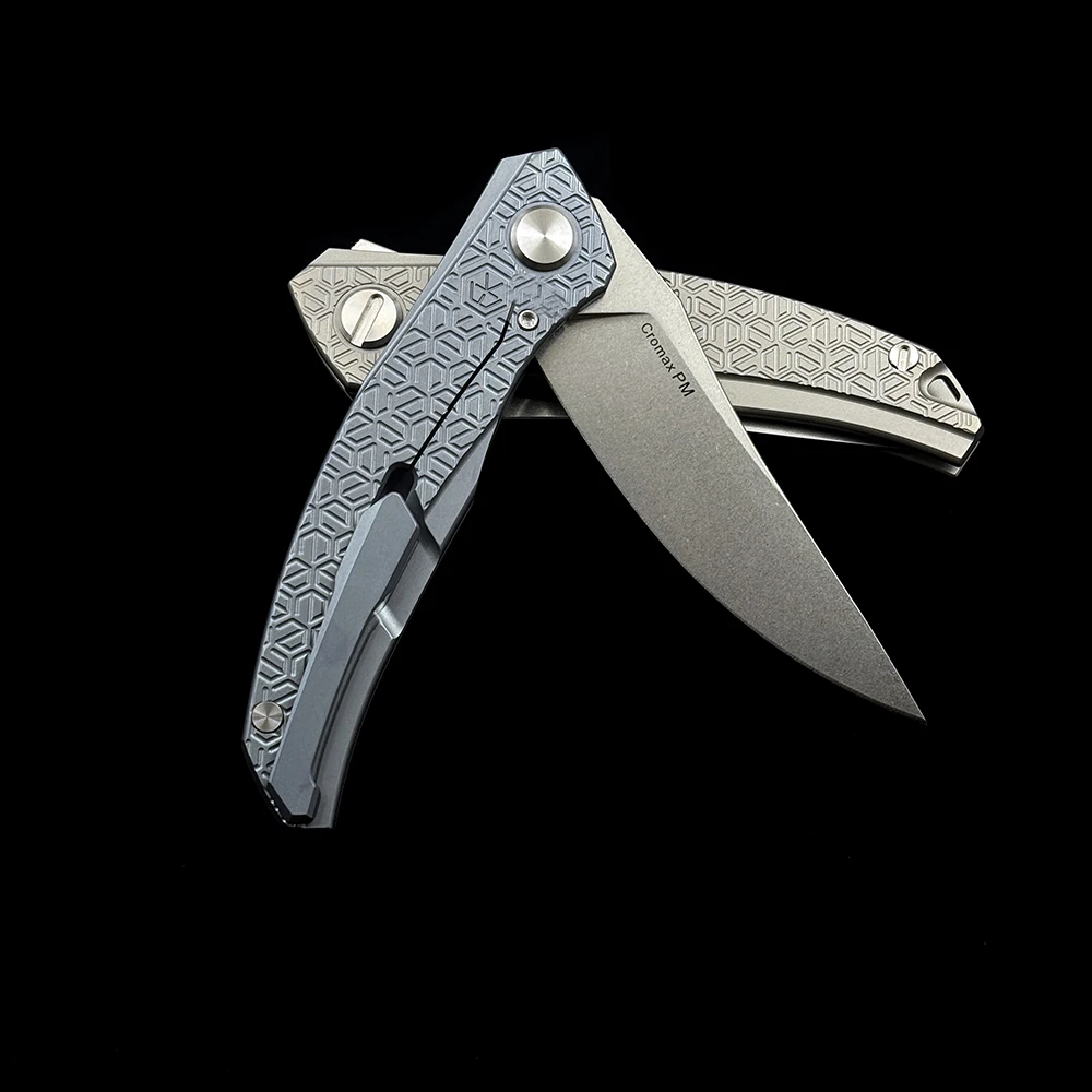 Shirogorov Quantum Cromax PM Blade Titanium Alloy Handle Folding Knife Outdoor Camping Hunting Pocket EDC Tool Knife 5
