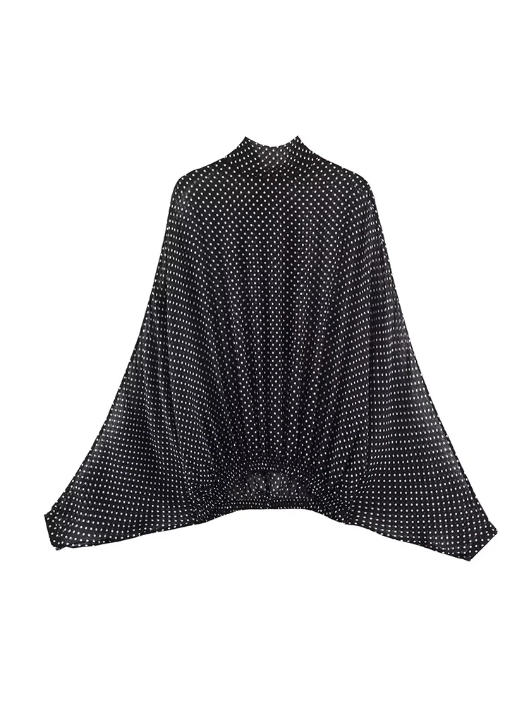 Women's Elegant Polka Dot Shirt With Bow Tie Casual Loose Long Sleeve Comfortable Fashion Blouse Spring Summer New Lady Clothes