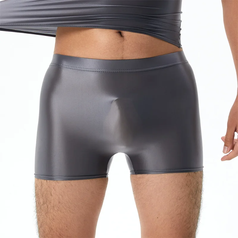 Men's Transparent Glossy Boxers with U Convex Pouch