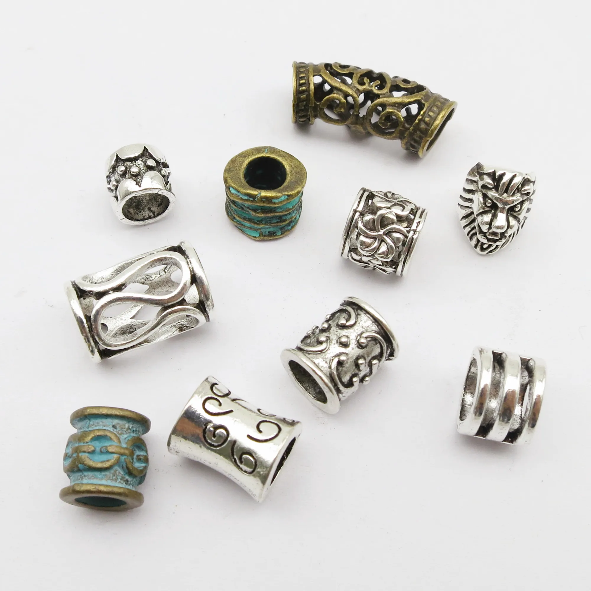 5pcs/10pcs Metal African Hair Rings Beads Cuffs Tubes Charms Dreadlock Dread Hair Braids Jewelry Decoration Accessories 3
