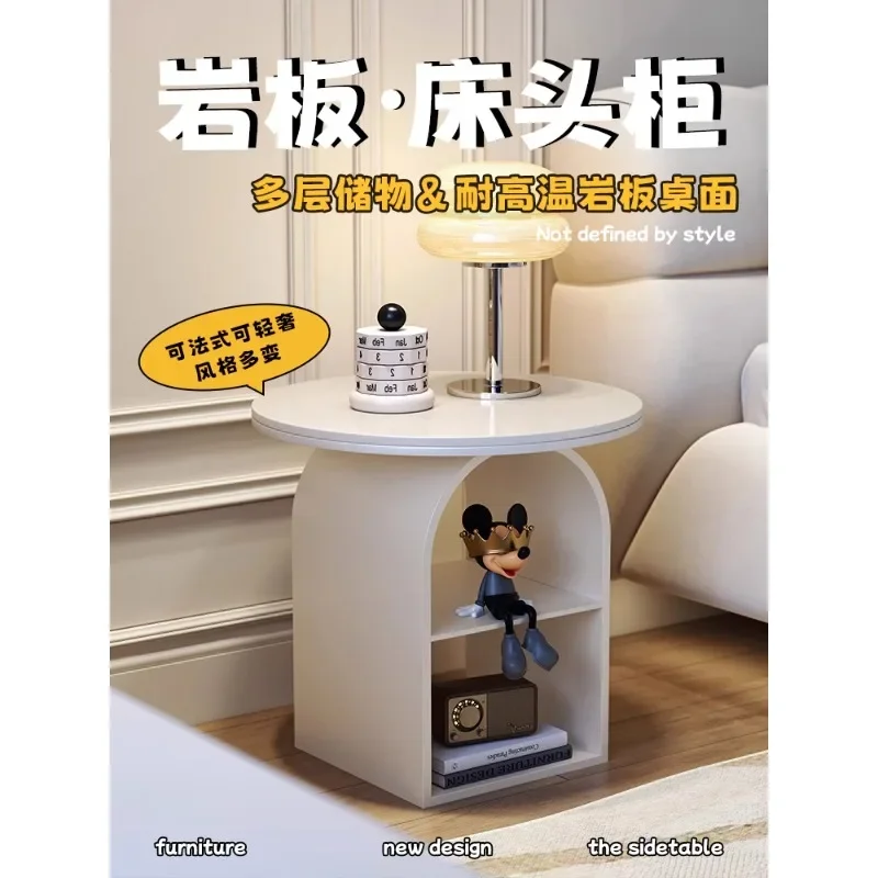 Cream wind removable living room sofa small side coffee table small bedside side cabinet rack round corner table