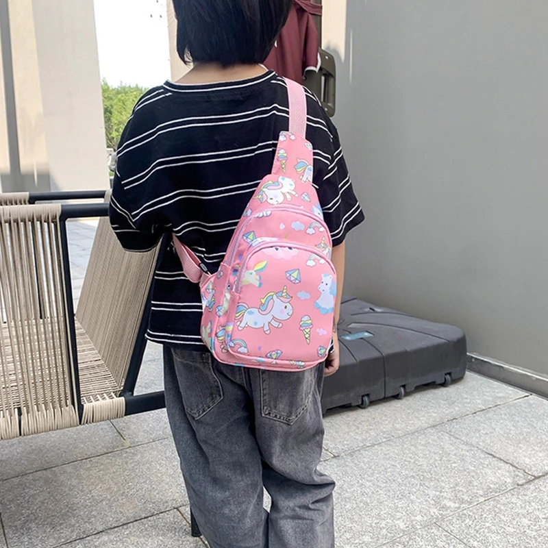 Children's Bags Cute Litter Dinosaur Unicorn Printing Trade Boys And Girls Zipper Chest Bag Crossbody Bag Cute Dinosaur Bag
