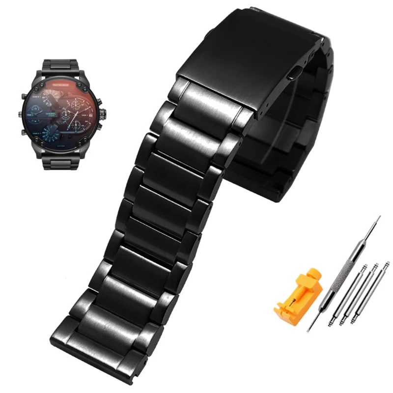 アクセサリー DIESEL Watch Strap For Diesel DZ7333 DZ7371 DZ4344 Watch Men Black