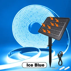 Solar Powered COB Neon LED Strip Light, IP68 Waterproof Flexible Ribbon for Home and Garden Lighting (Ice Blue)