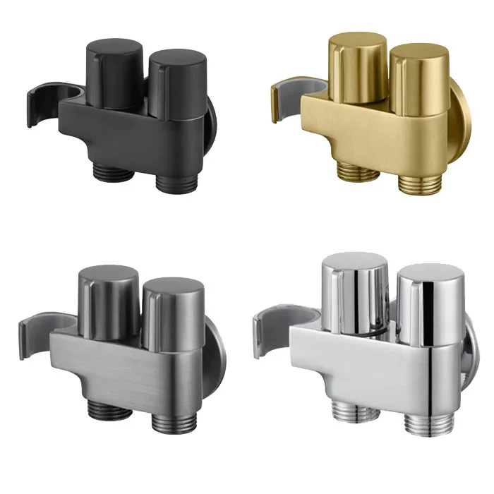 Solid Brass 1 inlet 2 outlet dual bidet angle valve holder for bidet shower BD234