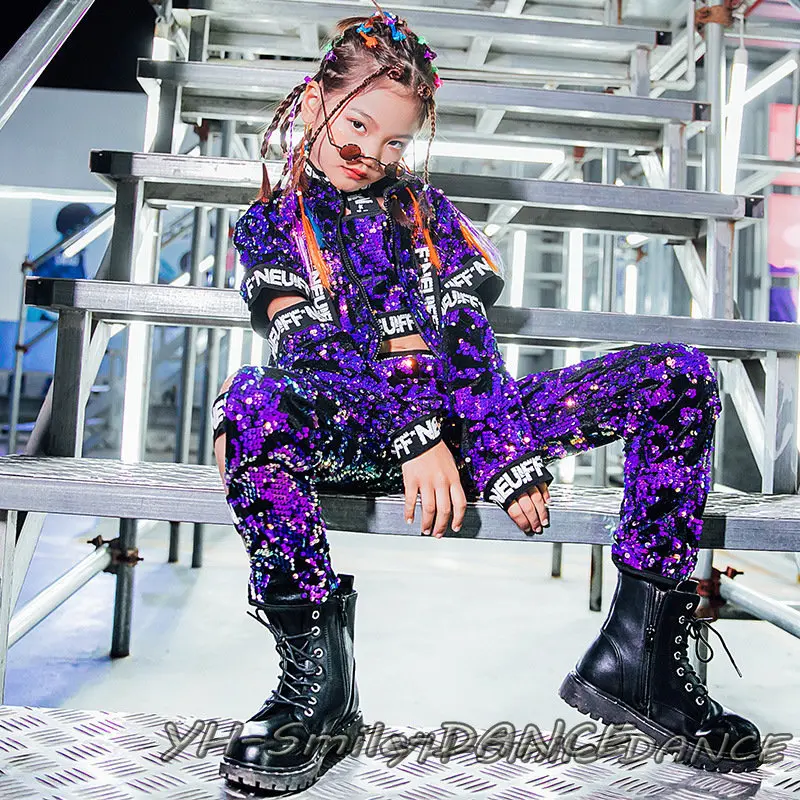 Sequin Suits Braid Children Show Model T-Stage Dancer