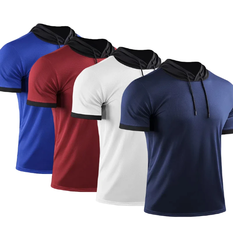 

The new men's quick drying short sleeved hooded loose mesh training T-shirt is refreshing, breathable, and durable