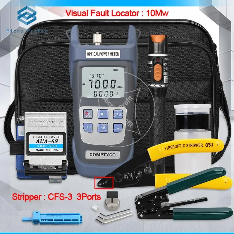 Fiber FTTH Tool Kit FC-6S Cleaver Optical Power Meter 10mw Visual fault locator 