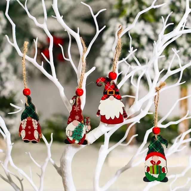 Set 24 Decorazioni Natalizie Gnomi In Legno - Ciondoli Per Albero Di Natale, Calendario Dell'Avvento - Foto 7