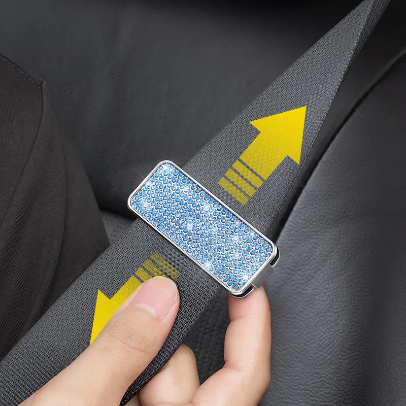 Rhinestone Car Seat Belt Limiter Bling Auto Adjustable Anti Skid Safety Belt Clip Clamp Decoration Accessories for Women