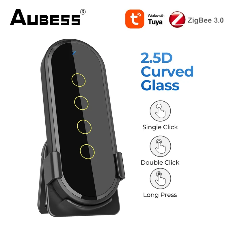 

Tuya ZigBee Smart Scene Remote Control 2.5D Tempered Glass Smart Scene Switch Touch Remote Control Smart Home via ZigBee Gateway