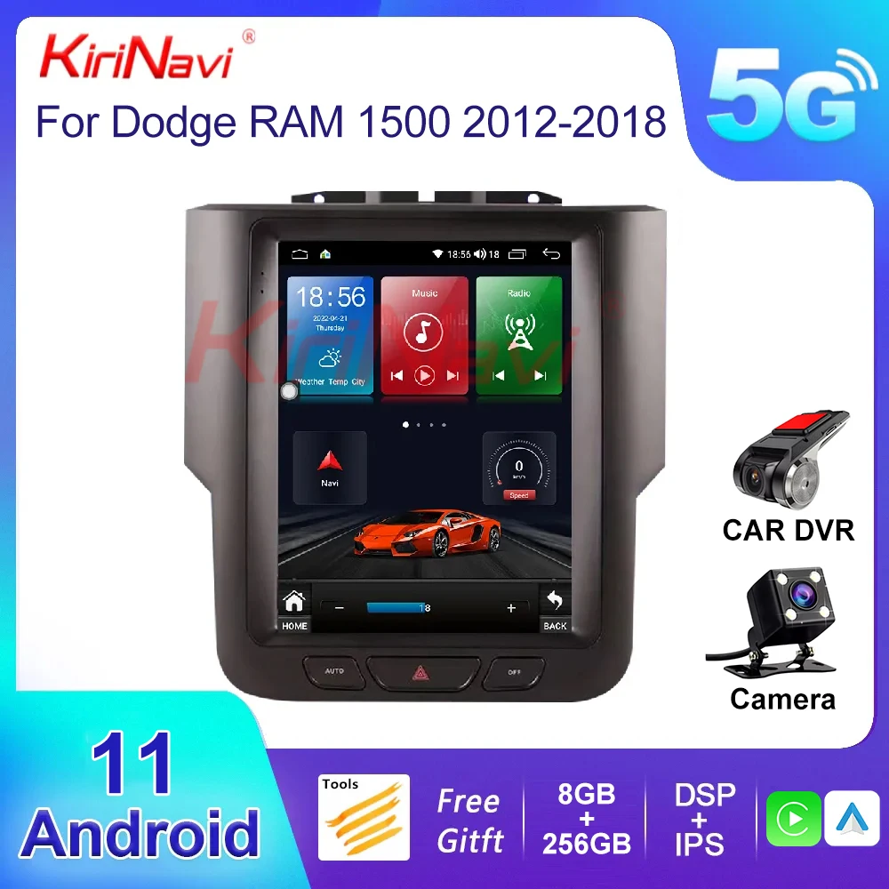 

KiriNavi Vertical Screen Tesla Style Android 13 Car Radio For Dodge RAM 1500 Auto GPS Navigation DVD Player Stereo 4G 2013-2018