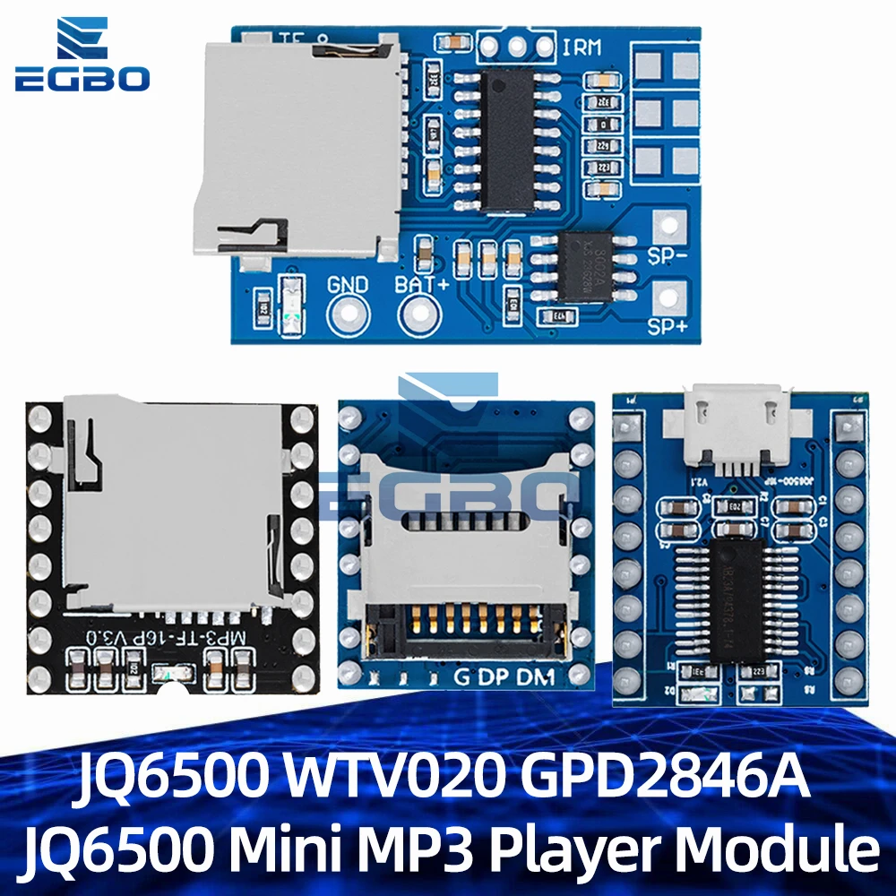 JQ6500WTV020GPD2846AJQ6500MiniMP3PlayerModuleTFCardMP3Sound