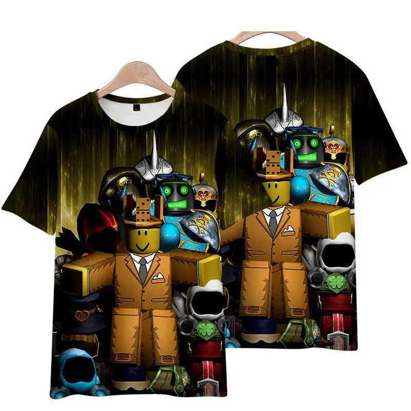 Camiseta bidimensional do jogo ROBLOX 3D, impressão digital, respirável,  gola redonda, manga curta, blusa esportiva, verão