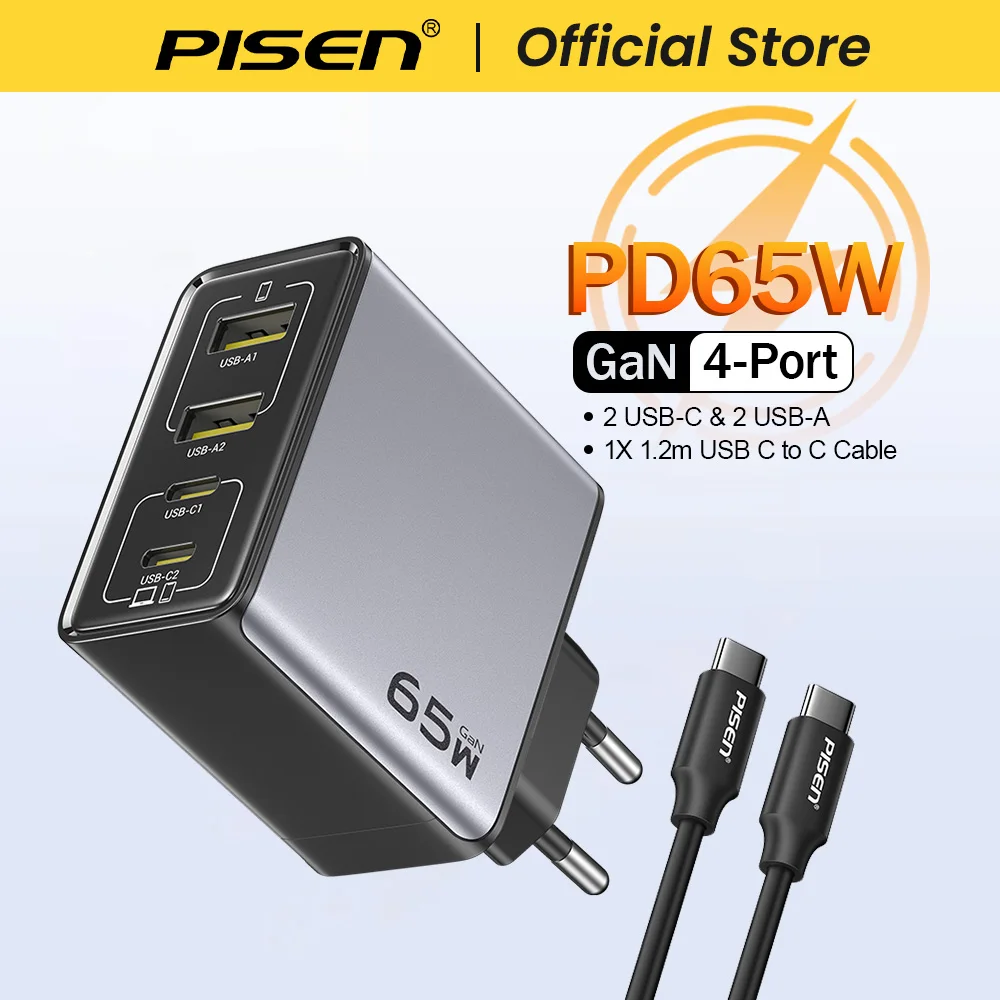 PISEN Charger GaN 65W Portable