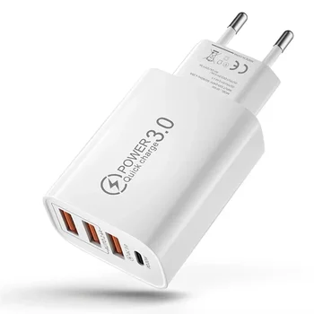 20W PD 4 Porte USB 5V4A Adattatore di Alimentazione di Carica Caricatore Del Telefono Mobile QC3.0 Ricarica Spina UE/USA Presa Caricatore Da Viaggio 110V 220V