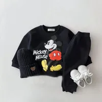 Disney Miceky Mouse Pattern Sport Clothes Set Baby Toddler Girl Boy Cotton Sweatshirt +pant Two Piece Kid Children Clothing Suit 2